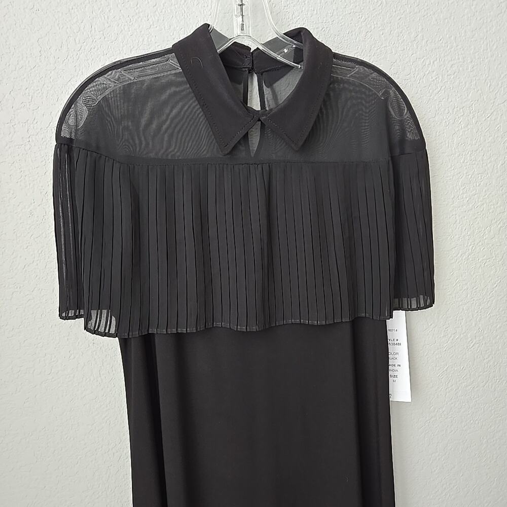 MSK Black Pleated Cape Midi Dress - Picture 4 of 8